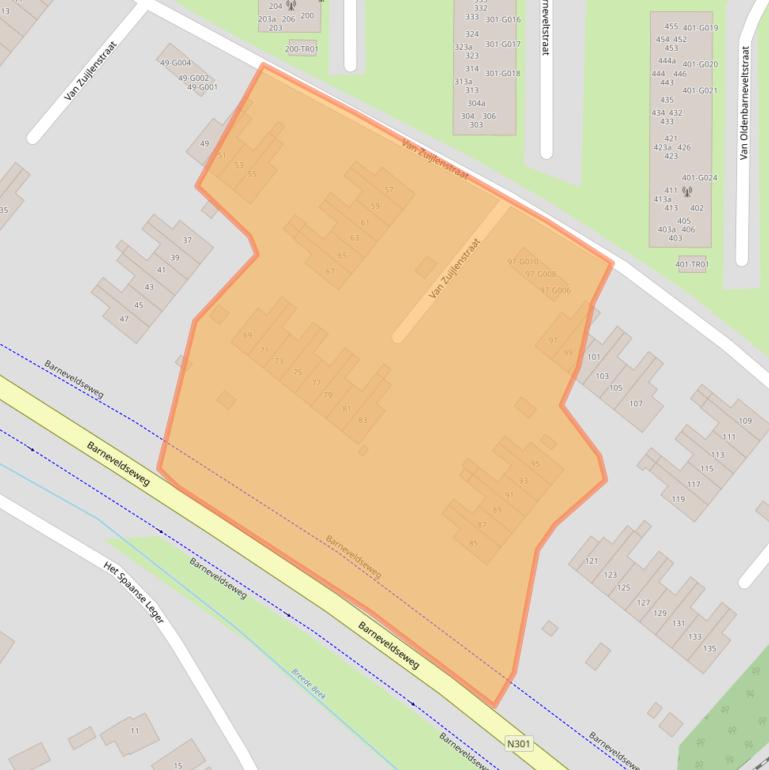 Kaart van postcodegebied 3862BC.