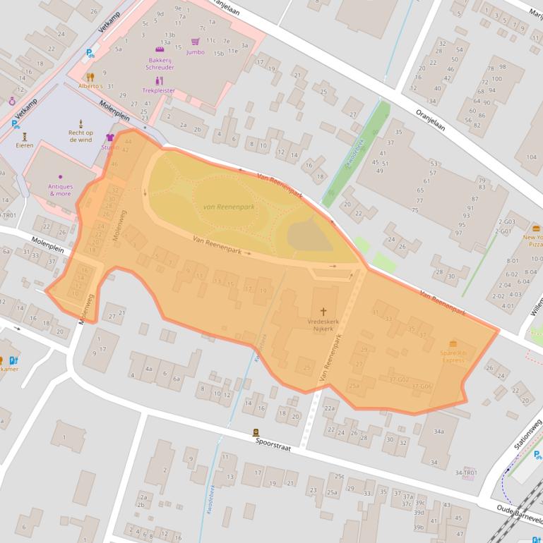 Kaart van postcodegebied 3862CB.
