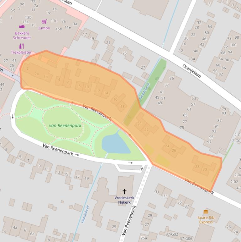 Kaart van postcodegebied 3862CC.