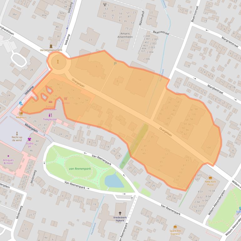 Kaart van postcodegebied 3862CX.