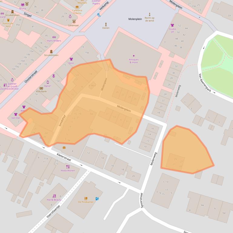 Kaart van postcodegebied 3862CZ.