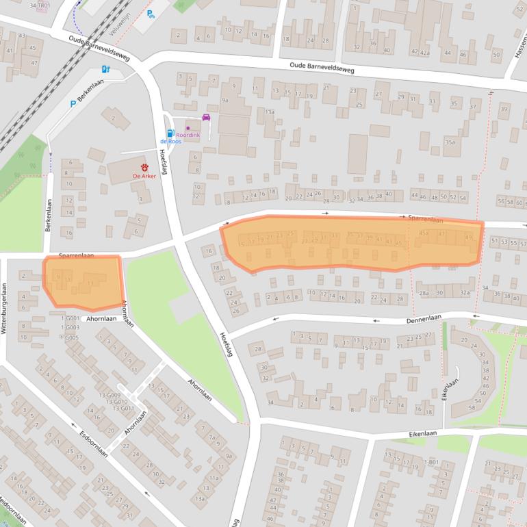 Kaart van postcodegebied 3862HB.