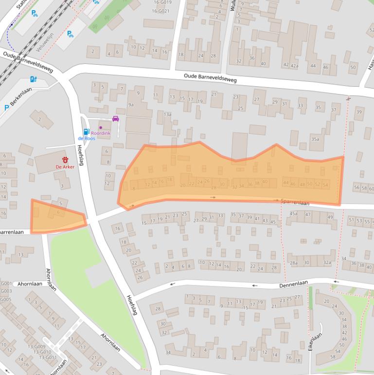 Kaart van postcodegebied 3862HD.