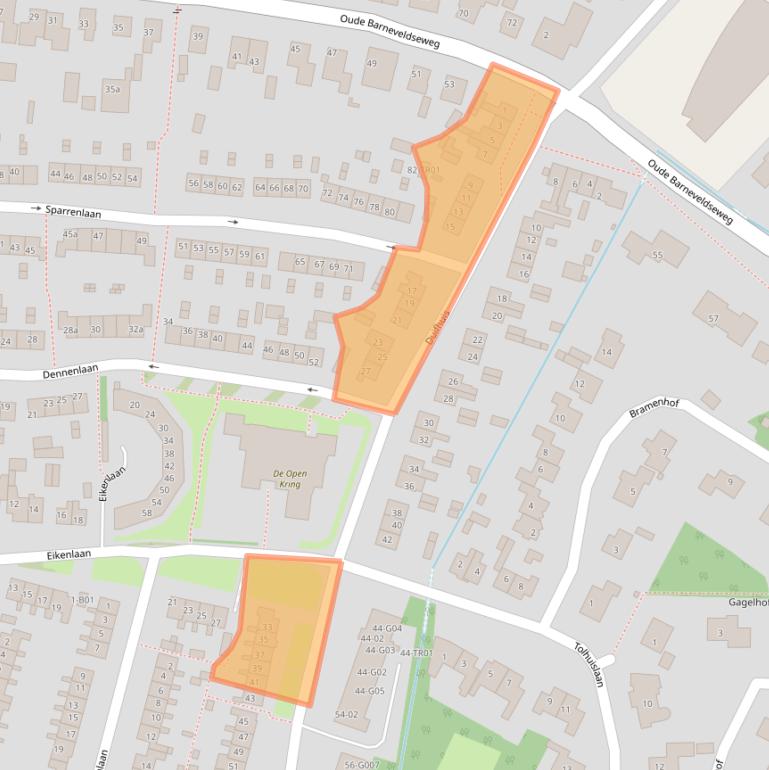 Kaart van postcodegebied 3862JD.