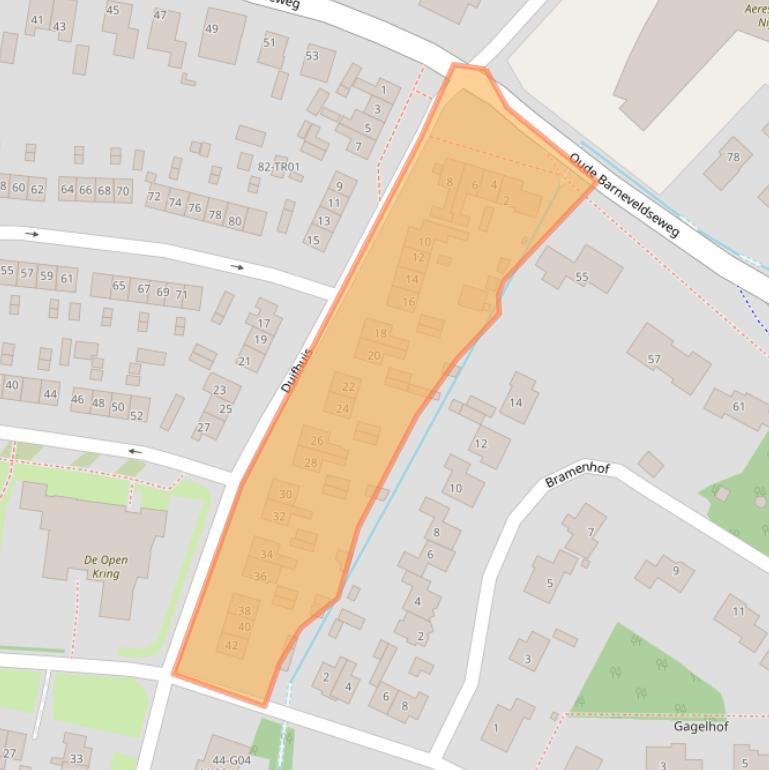Kaart van postcodegebied 3862JG.