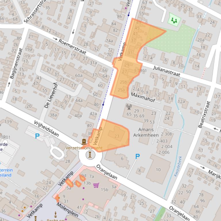 Kaart van postcodegebied 3862JM.