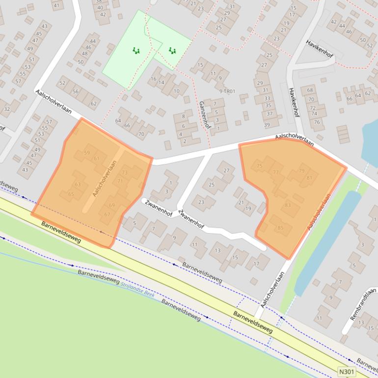 Kaart van postcodegebied 3862KK.