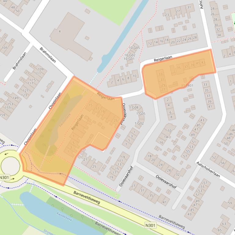 Kaart van postcodegebied 3862KX.