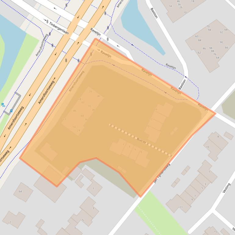 Kaart van postcodegebied 3862NJ.