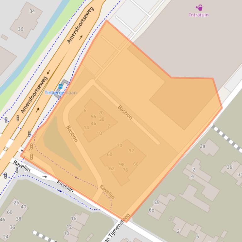 Kaart van postcodegebied 3862NZ.