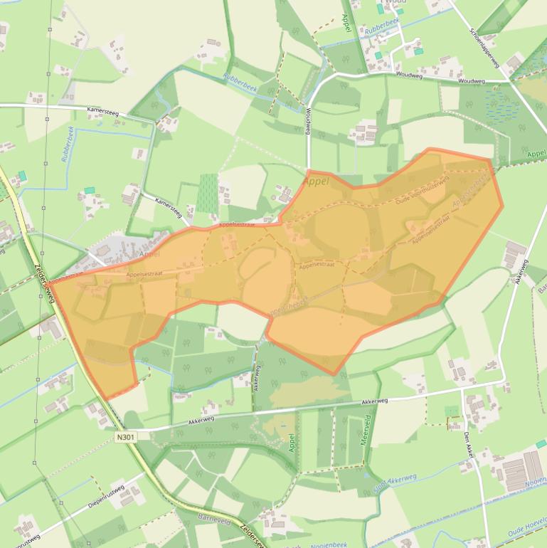 Kaart van postcodegebied 3862PG.