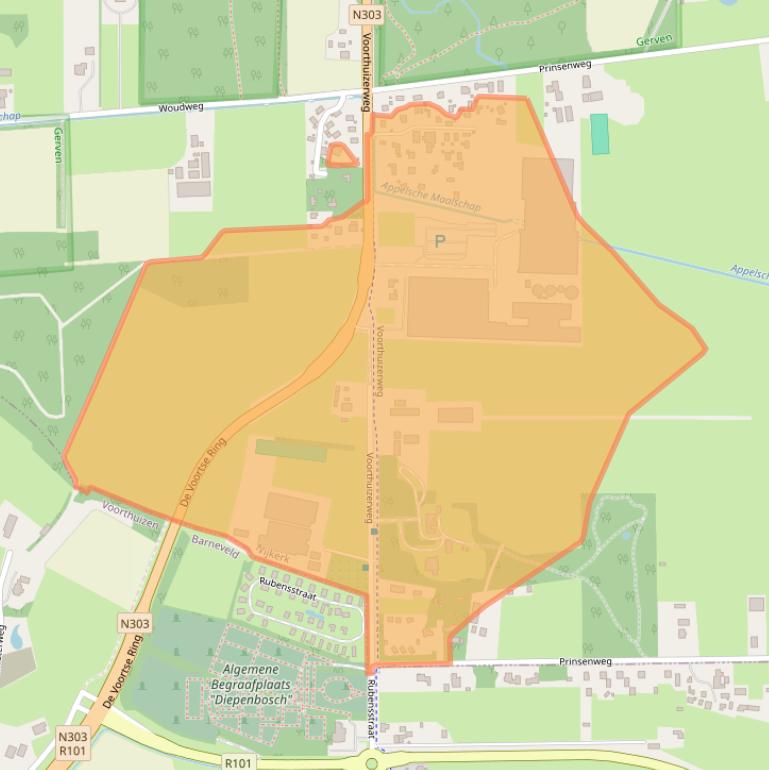 Kaart van postcodegebied 3862PZ.