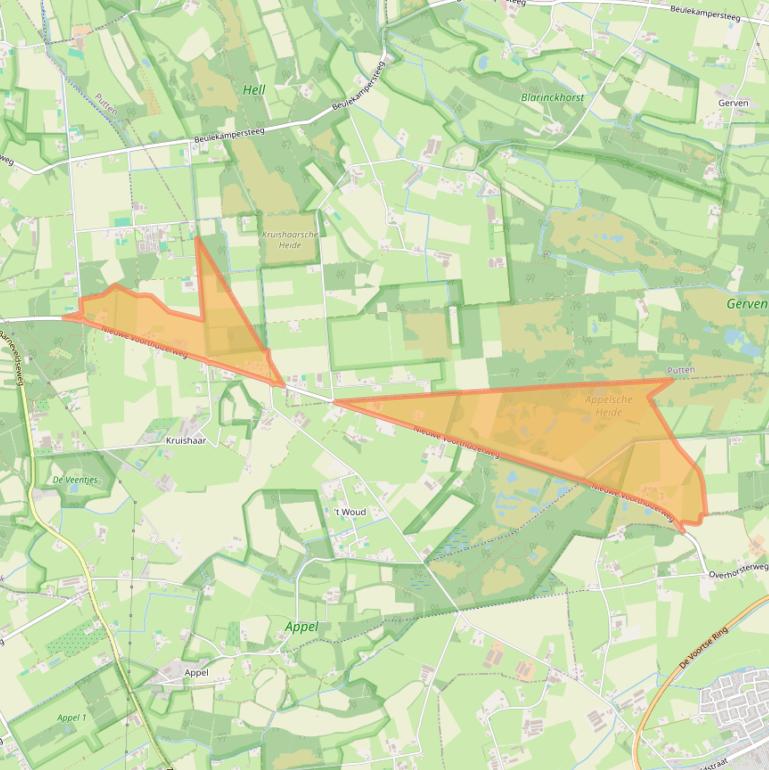 Kaart van postcodegebied 3862RW.