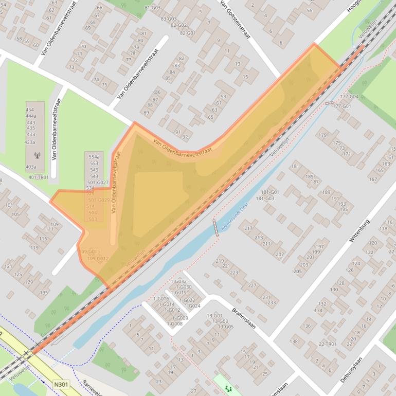 Kaart van postcodegebied 3862SR.