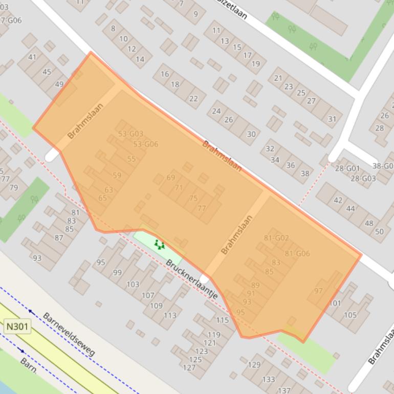 Kaart van postcodegebied 3862TB.