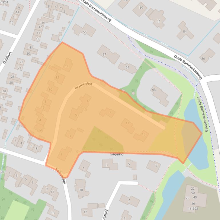 Kaart van postcodegebied 3862WR.