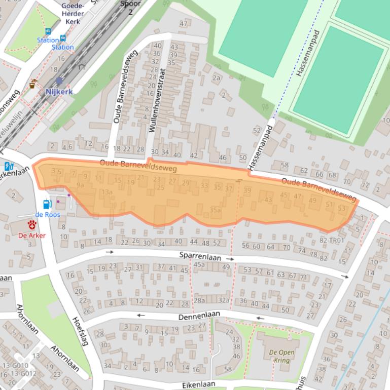 Kaart van postcodegebied 3862WV.