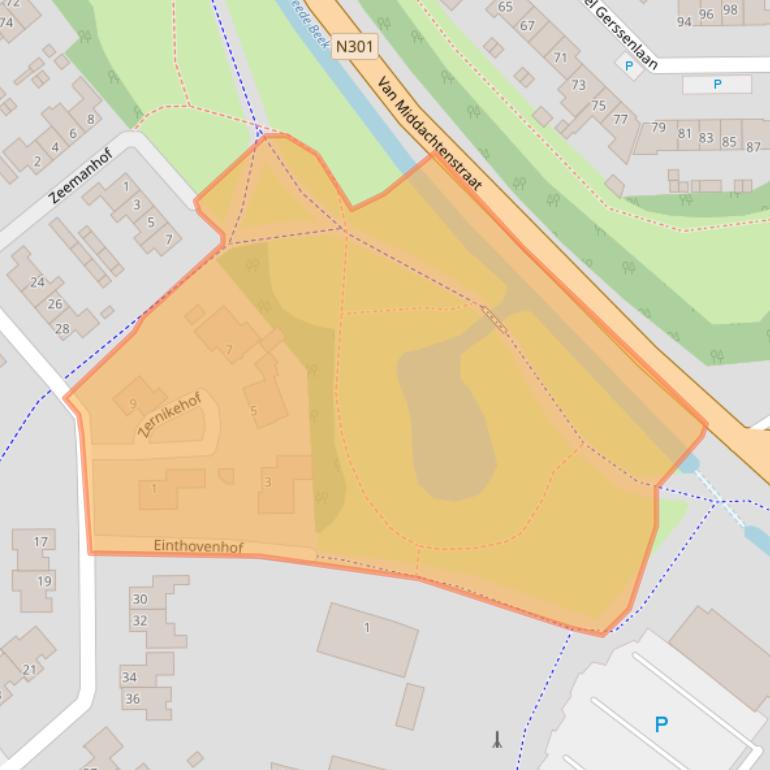 Kaart van postcodegebied 3863AR.