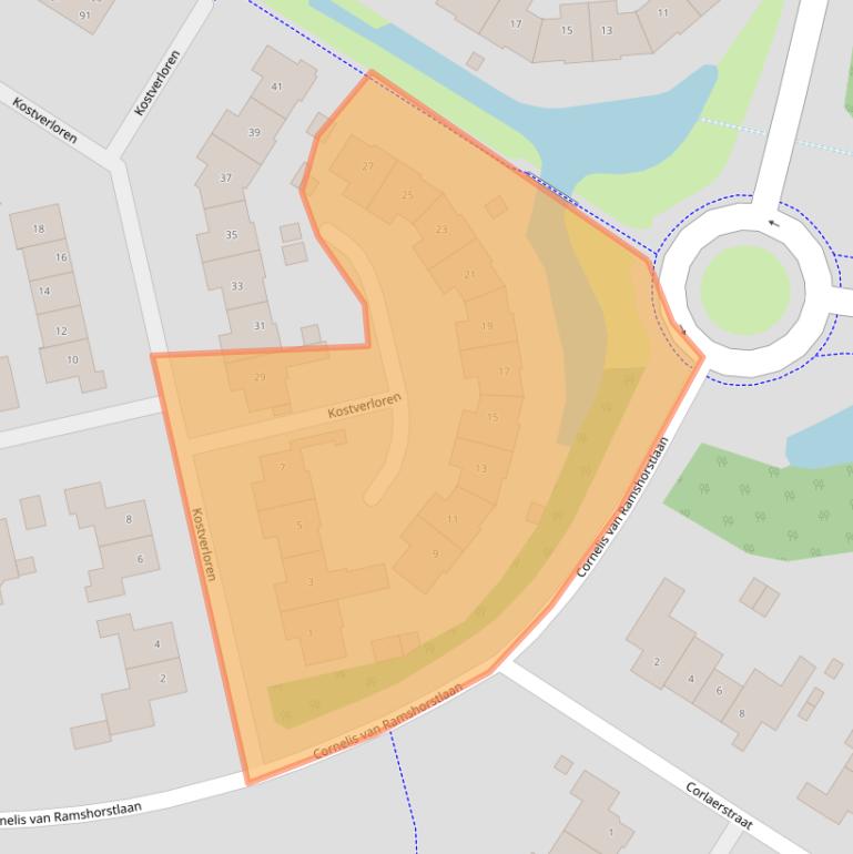 Kaart van postcodegebied 3863BA.