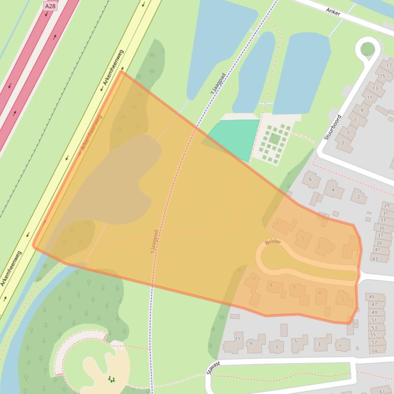 Kaart van postcodegebied 3863TL.