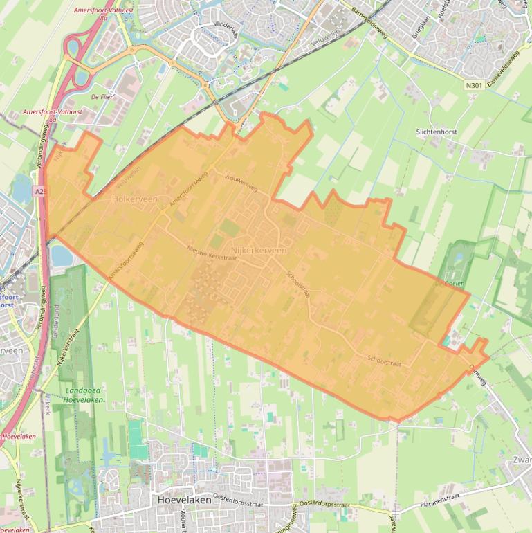 Kaart van postcodegebied 3864.