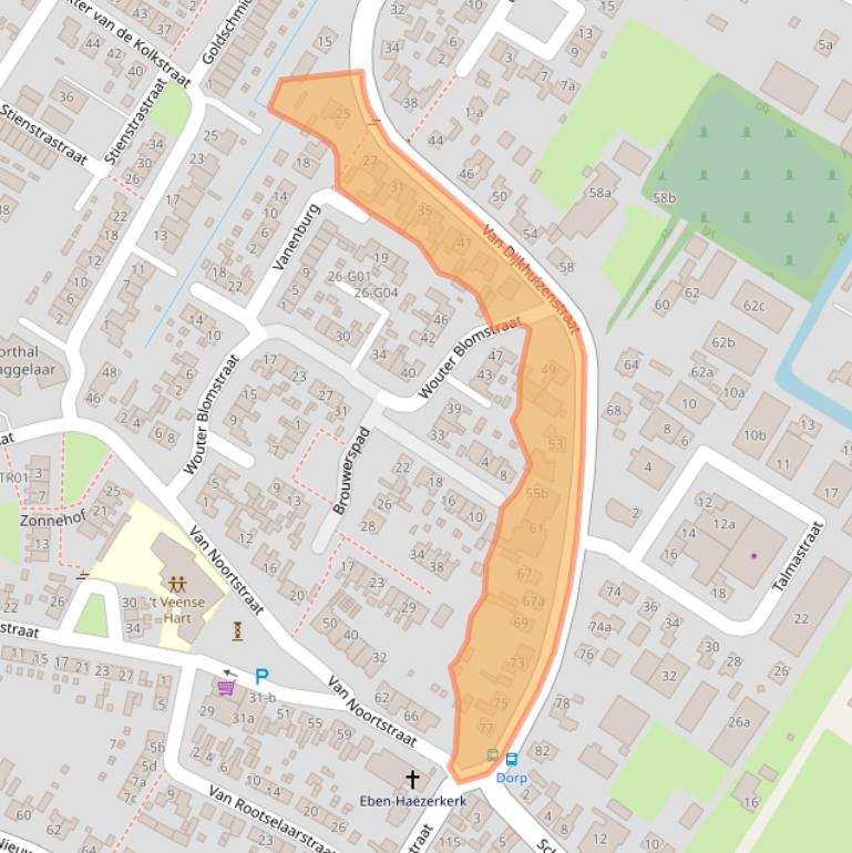 Kaart van postcodegebied 3864DT.