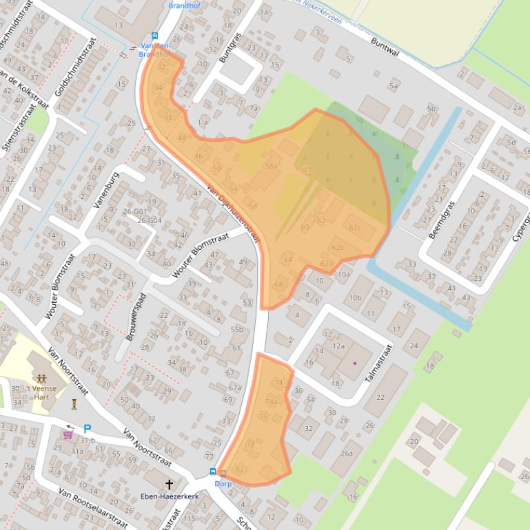 Kaart van postcodegebied 3864DW.