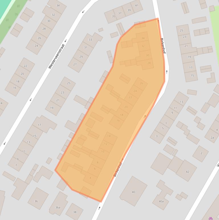 Kaart van postcodegebied 3864EK.