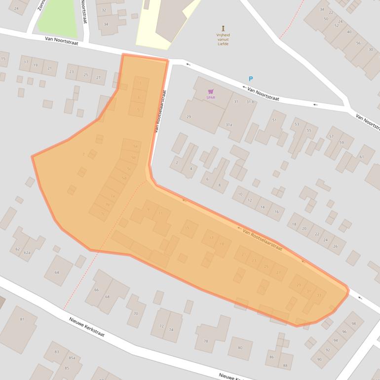 Kaart van postcodegebied 3864EW.