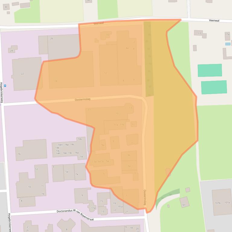 Kaart van postcodegebied 3871AL.