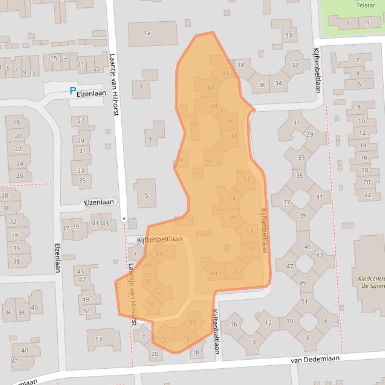 Kaart van postcodegebied 3871BE.