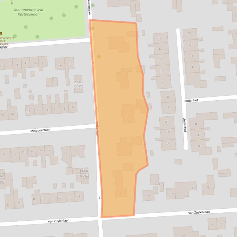 Kaart van postcodegebied 3871BJ.