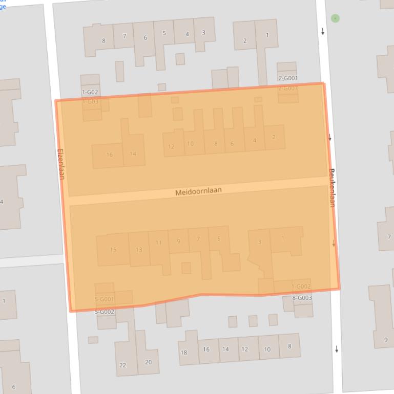 Kaart van postcodegebied 3871BK.