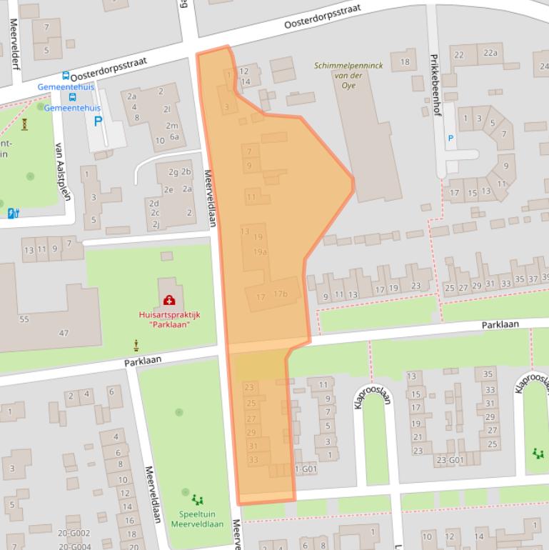 Kaart van postcodegebied 3871EB.