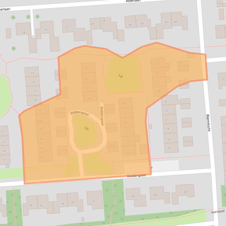 Kaart van postcodegebied 3871JG.