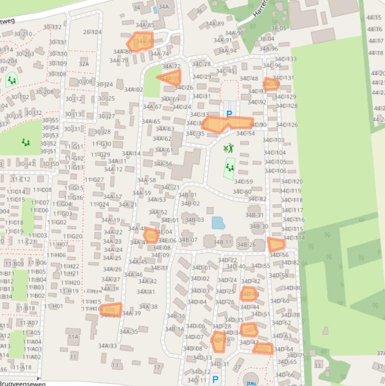 Kaart van postcodegebied 3871NJ.