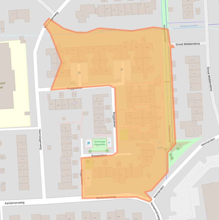 Kaart van postcodegebied 3871NV.