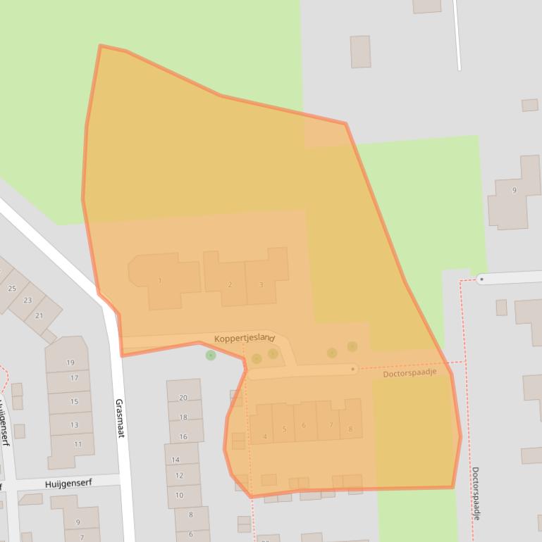 Kaart van postcodegebied 3871PG.