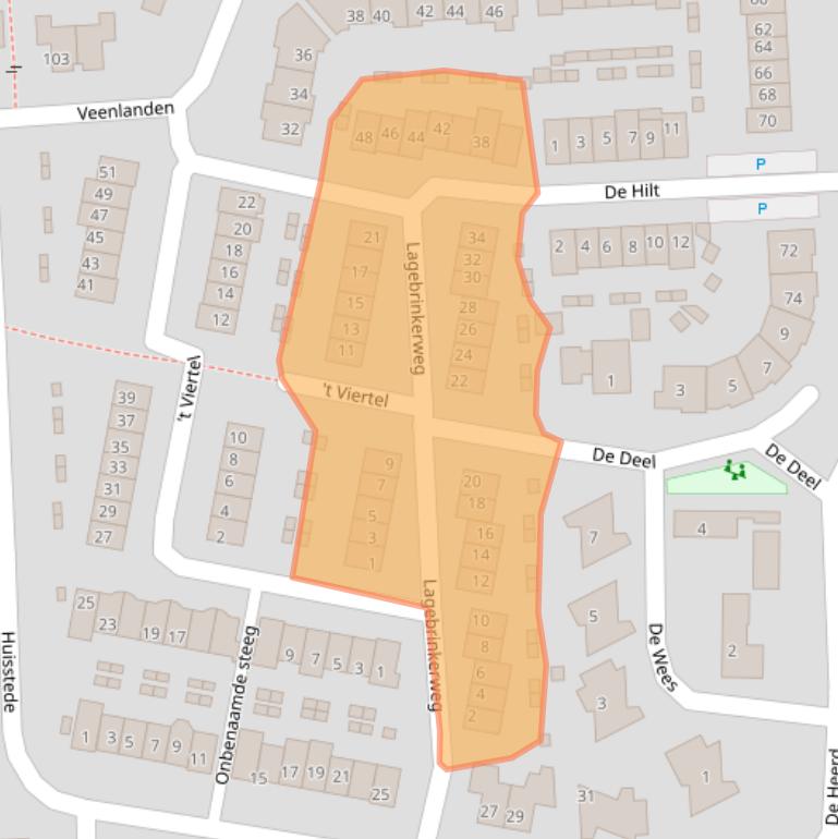 Kaart van postcodegebied 3871RT.