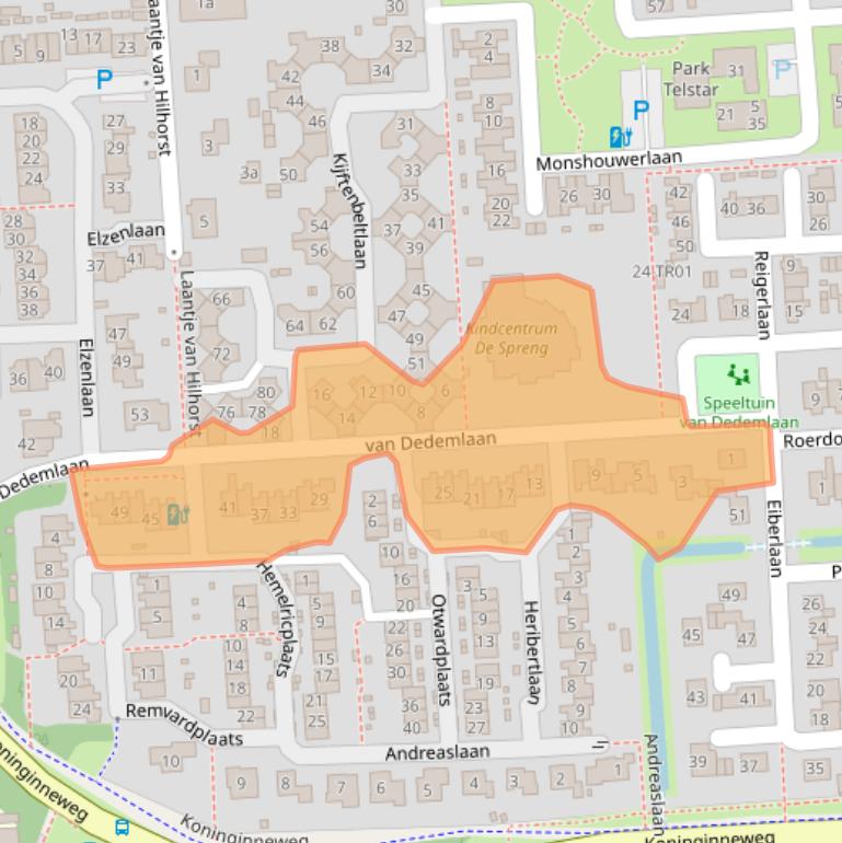Kaart van postcodegebied 3871TD.
