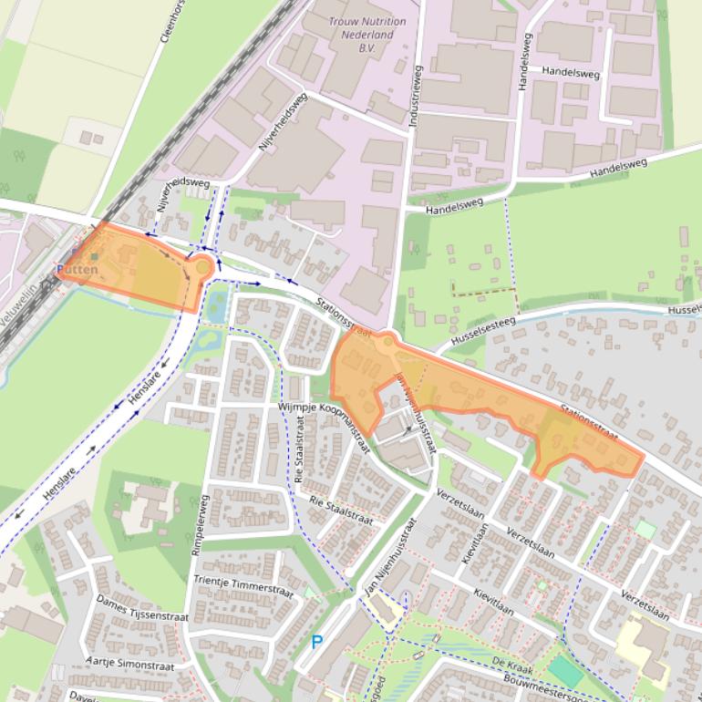 Kaart van postcodegebied 3881AC.