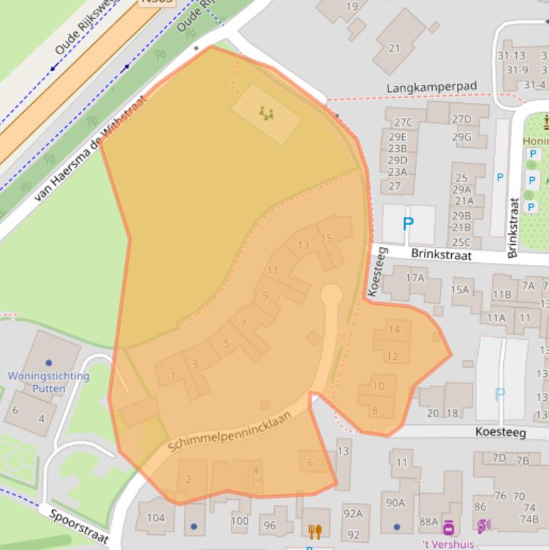 Kaart van postcodegebied 3881AH.