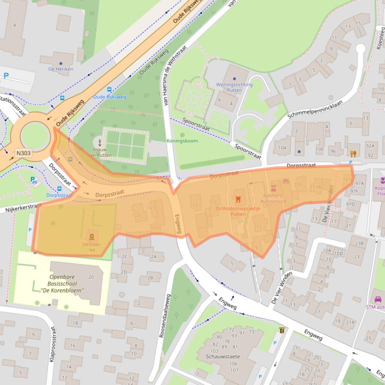 Kaart van postcodegebied 3881BC.