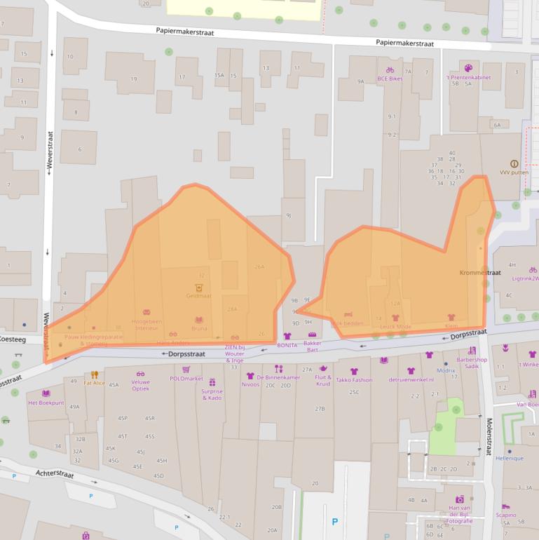 Kaart van postcodegebied 3881BD.