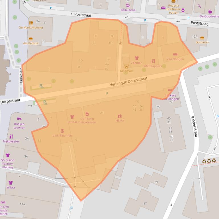 Kaart van postcodegebied 3881BG.