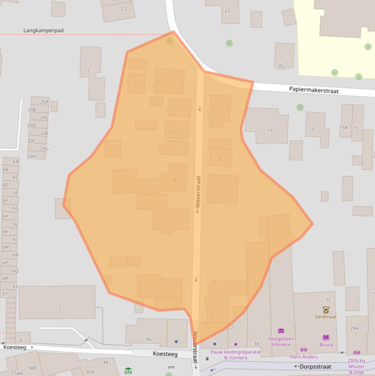 Kaart van postcodegebied 3881BJ.