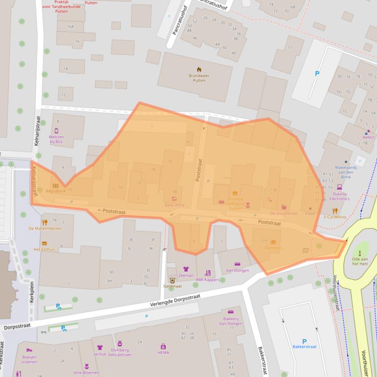 Kaart van postcodegebied 3881BM.