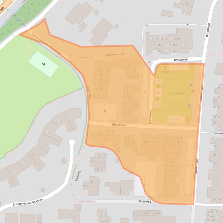 Kaart van postcodegebied 3881BN.