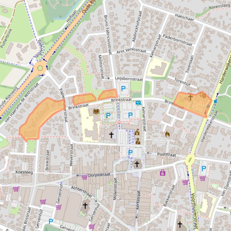 Kaart van postcodegebied 3881BP.