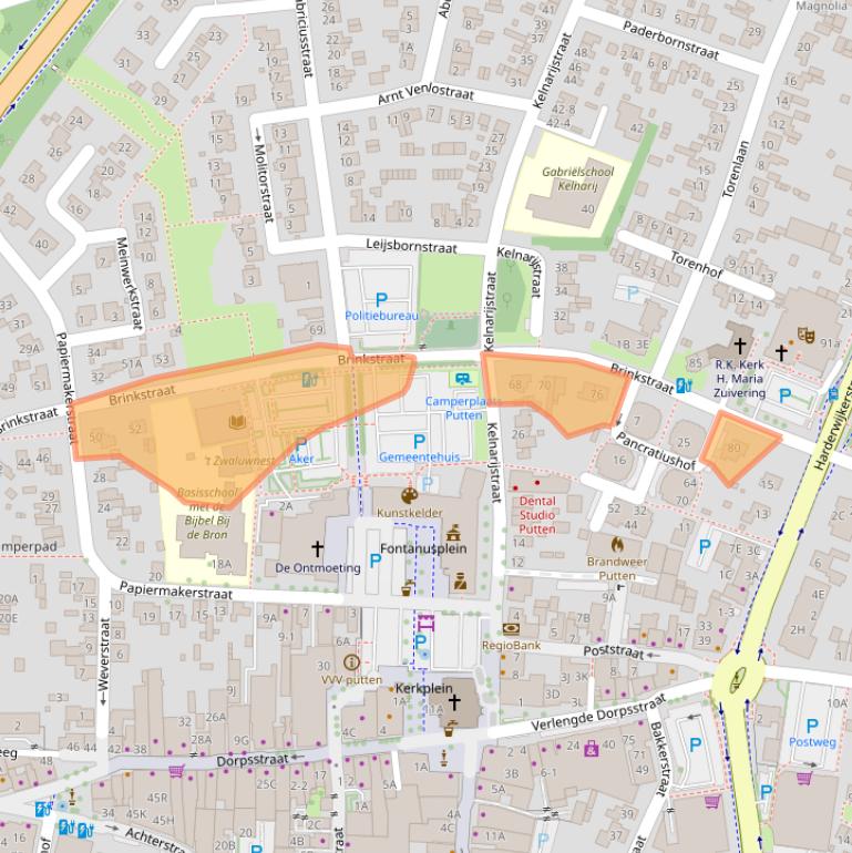 Kaart van postcodegebied 3881BT.